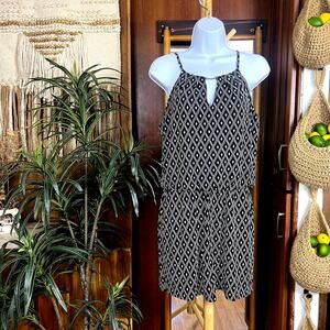 White House Black Market Romper S | WHBM Black White Ikat Halter Pockets Lined